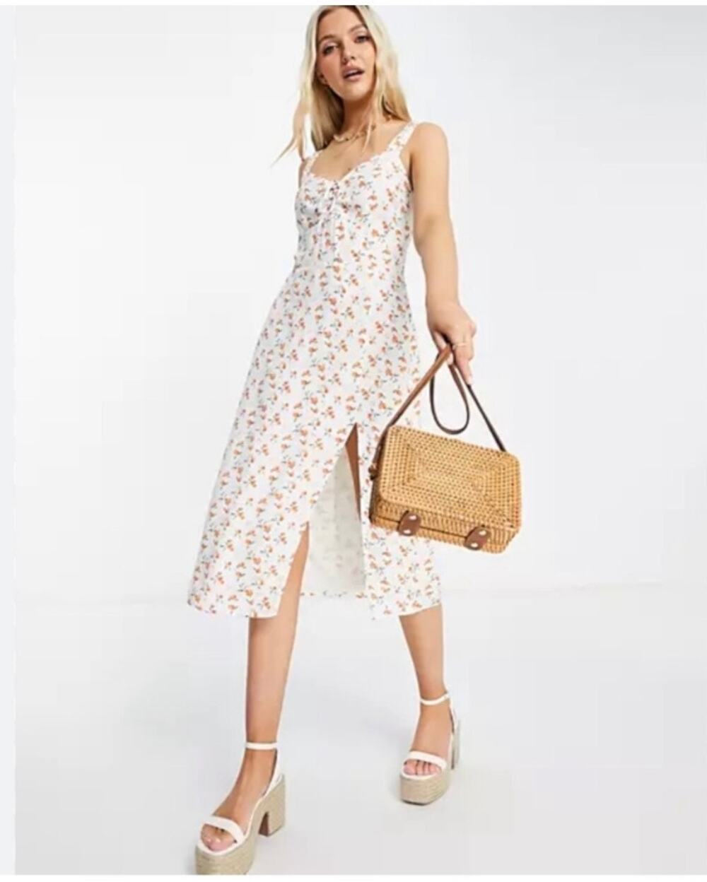 Abercrombie and Fitch Cinch-Front Peach Midi Dress Size XL